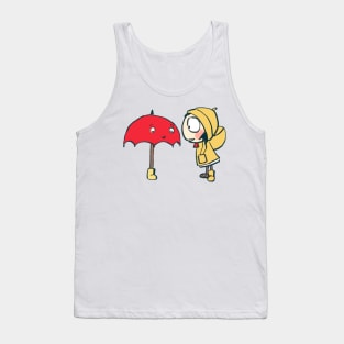 sarah sharing boot with red umbrella that fears rain / sarah and duck Tank Top